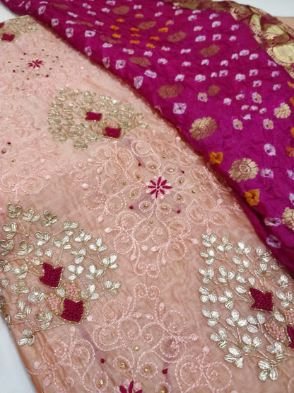 Atharva Heritage Hand Embroidery Salwar Kameez/Chanderi Ladies Suit/Bandhani Silk Dupatta/Stones/Custom Stitch Unstitch/Embroidery Potli/Gift/CH16788