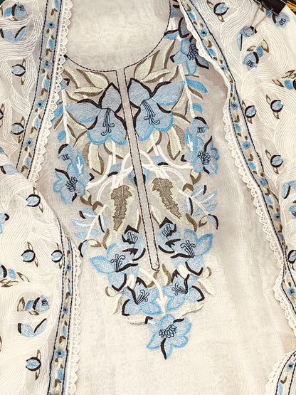 Atharva Atharva Heritage Water Thread Embroidered Pure Mul Chanderi MC70011W