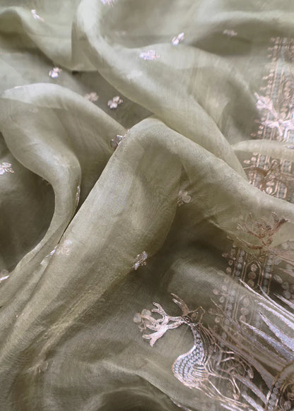 Atharva Heritage Sheer Luxury Pure Silk Organza Kurta and Pure Silk Organza Dupatta Tilla Pitta Embroidered Suit SOTPV181