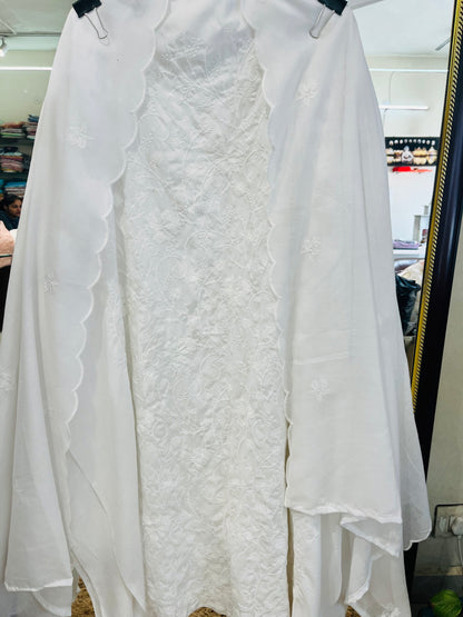 SUMMER VIBES /PURE MUL COTTON Full Embroidered Suit COP010