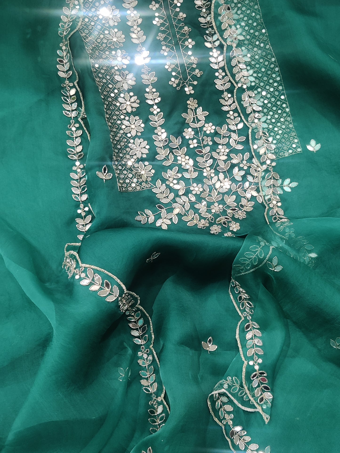 ATHARVA HERITAGE SHEER LUXURY HAND MIRROR EMBROIDERY SUIT SHEER0027G