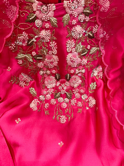 Atharva Heritage Premium Hand-Embroidered Farshi Salwar Suit in Pure Satin Silk PSSF145
