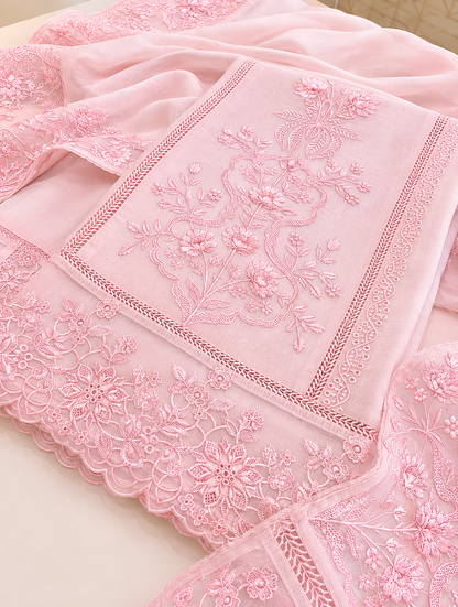 ATHARVA HERITAGE PURE MUL CHANDERI Thread Embroidery Pakistani SUIT AH1813091 Pink