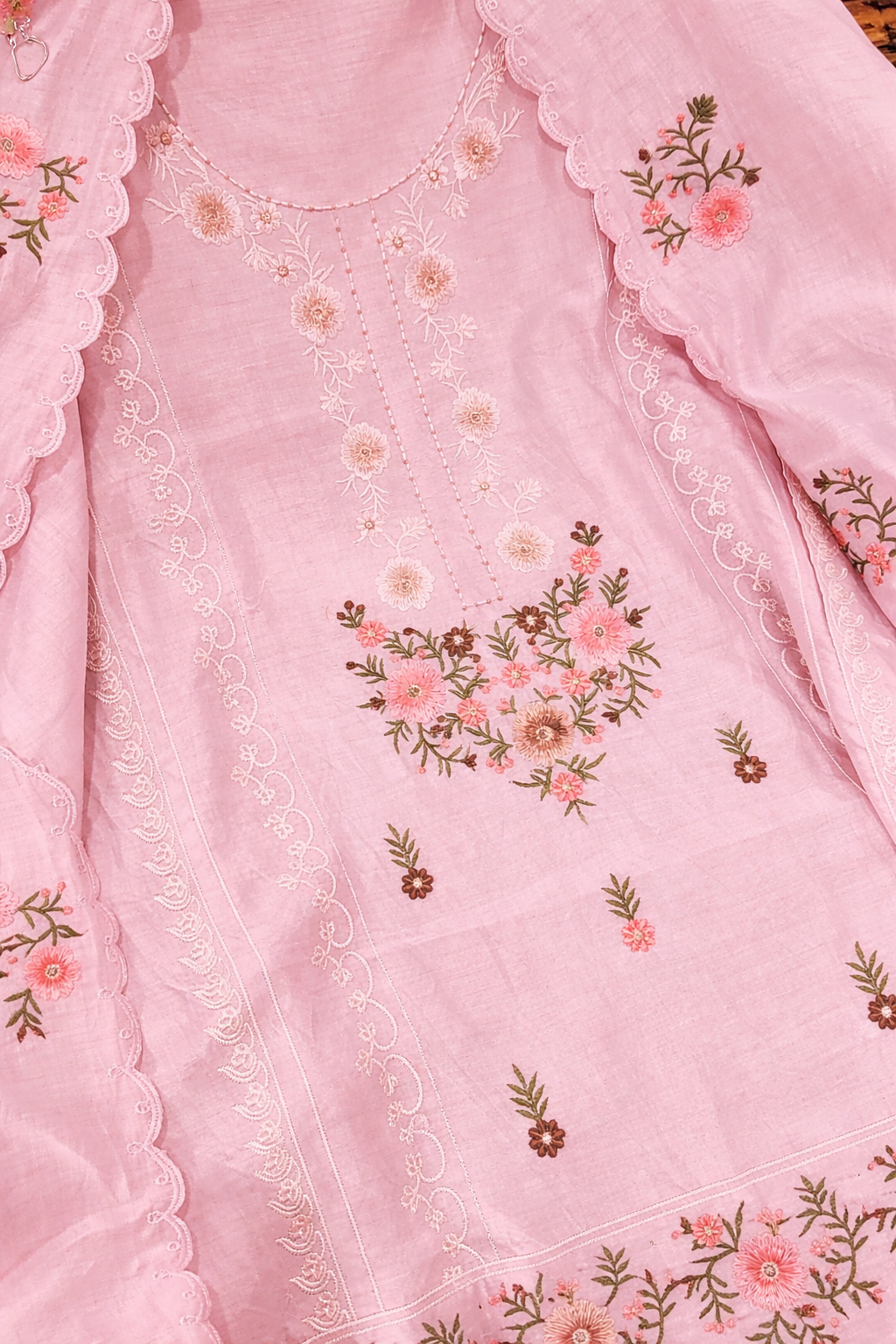 Atharva Heritage PURE MUL CHANDER   PARSI GARA SUIT CH5426B Powder pink