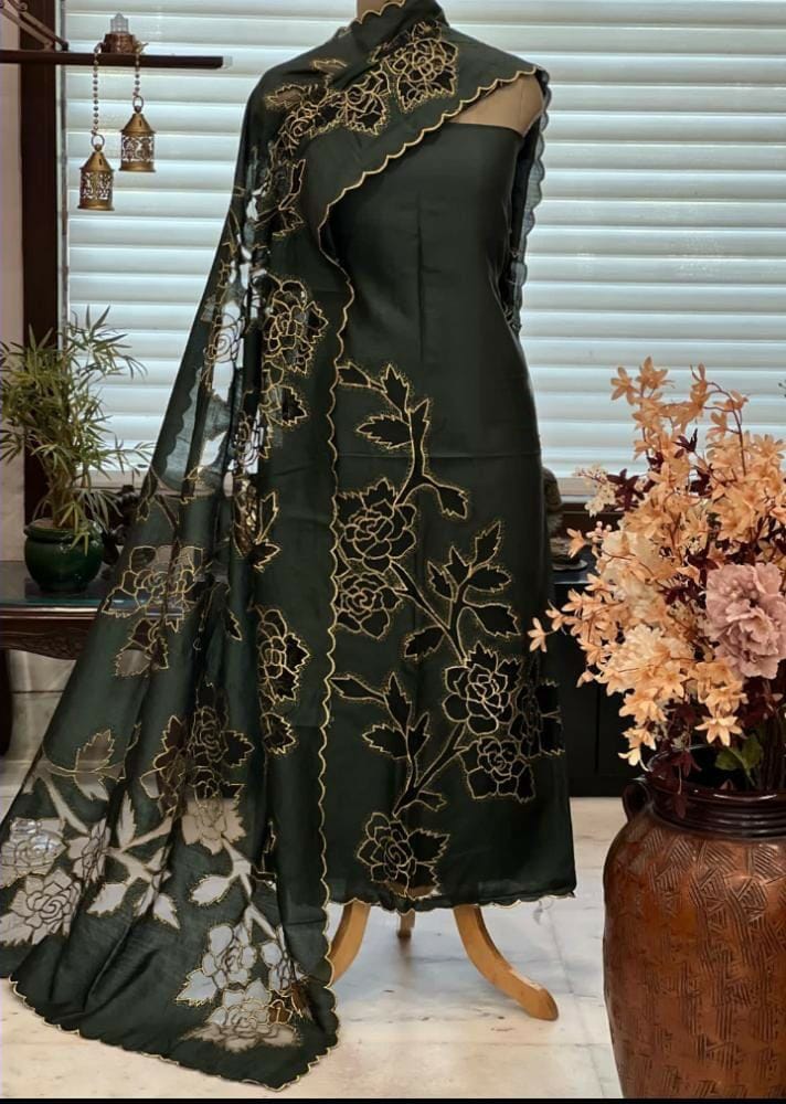 ATHARVA Hand Embroidery Salwar Kameez /Embroidery Neck Black/ store Georgette Dupatta Peach/Tassels/Plazzos/Pants/Tunics/Churridar/Anarkali/GE9017