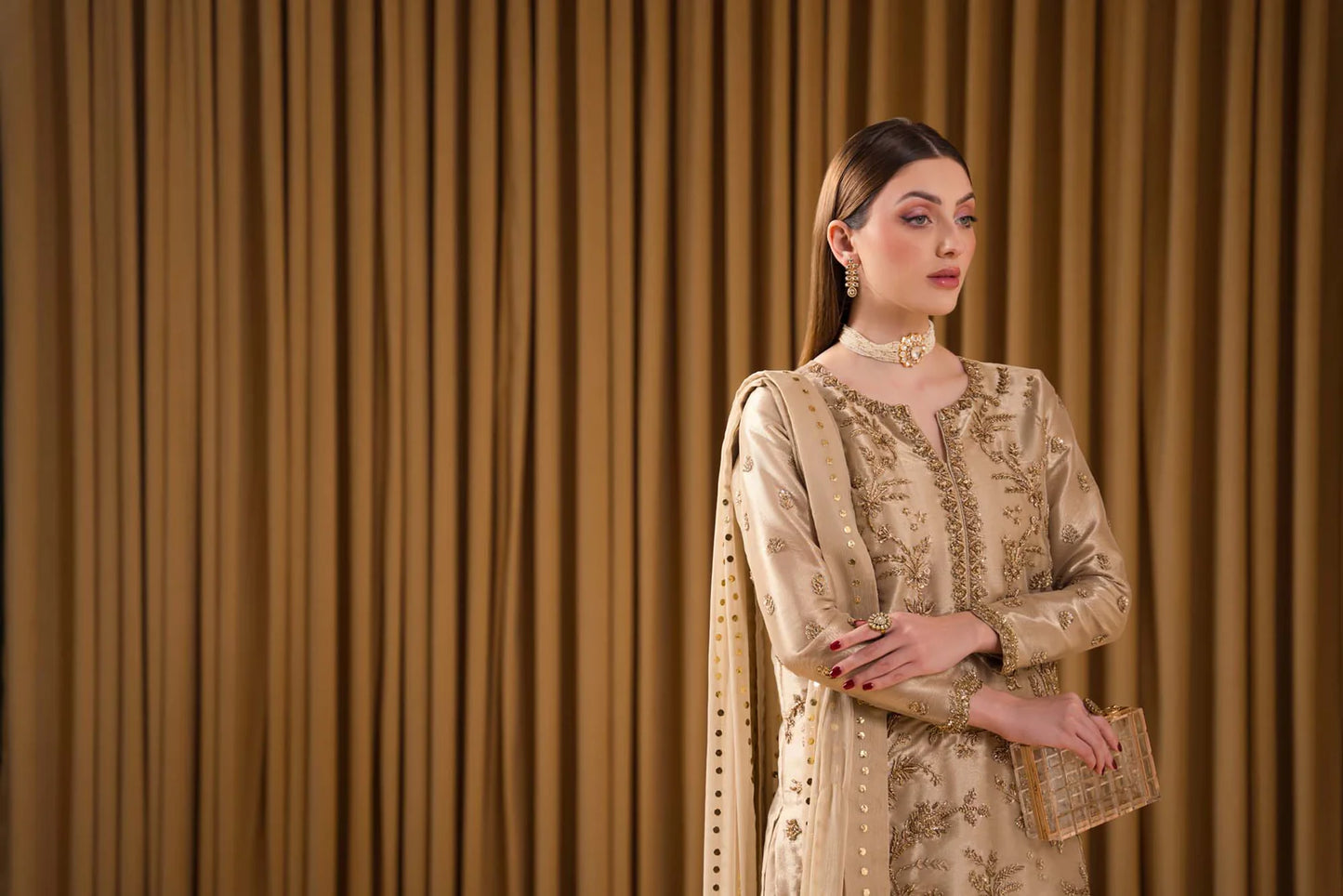 Atharva Heritage ✨ Exquisite Hand Embroidered Pakistani Suit in Pure Hanuman 80 Grams Tissue Silk – A Masterpiece of Luxury & Craftsmanship HTSMK543