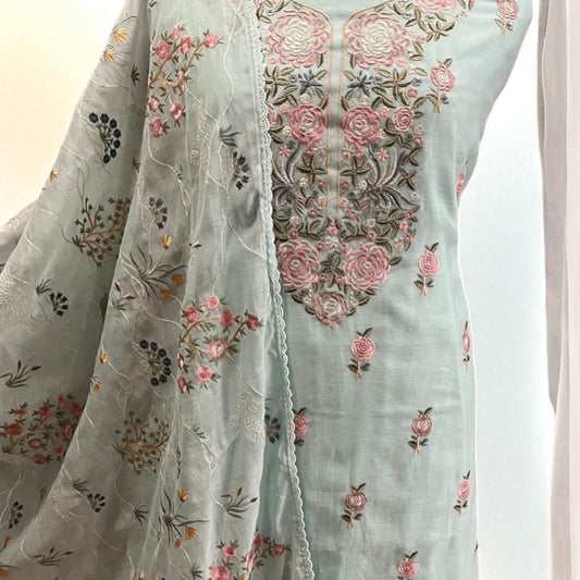 ATHARVA HERITAGE PURE MUL CHANDERI PARSI GARA SUIT MCH0072B