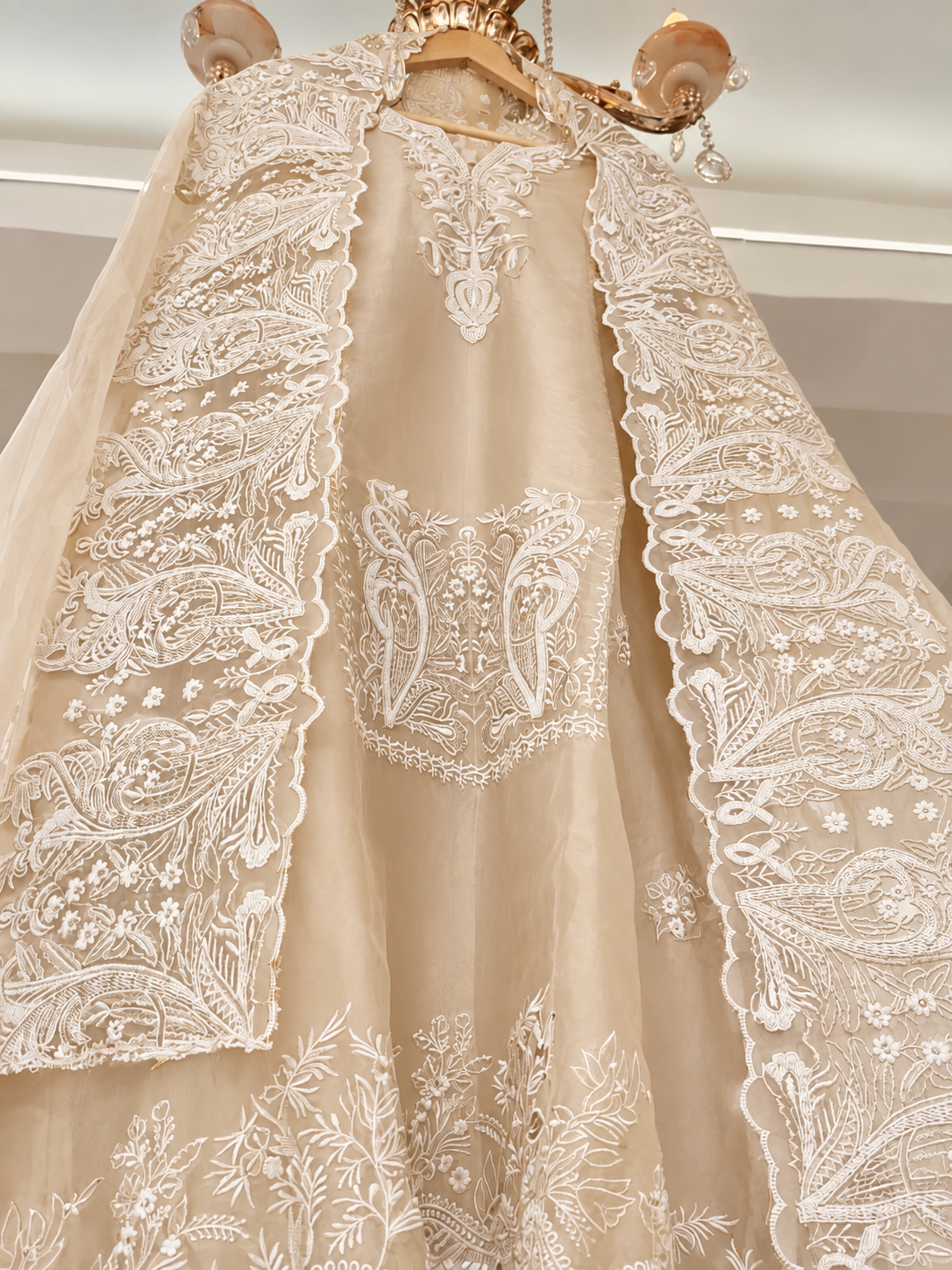 Atharva Heritage Pure Silk Organza French Thread Monochrome Embroidered unstitched Pakistani Suit SLP001