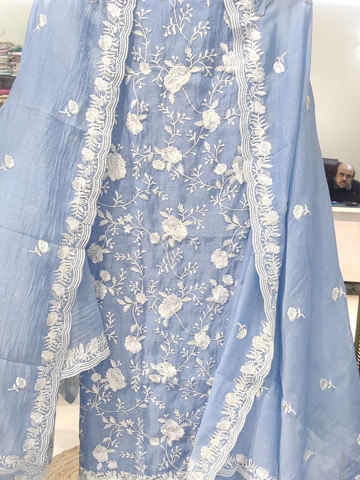 PURE MUL CHANDERI SILK  PARSI GARA SUIT MCH001