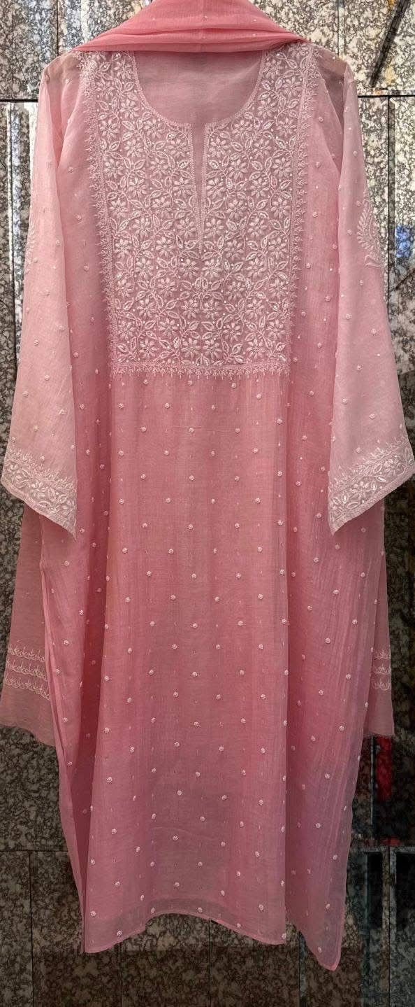 Atharva Heritage Exclusive Handcrafted Chikankari Mulmul Chanderi Suit Set – Summer Limited Edition AH131831801