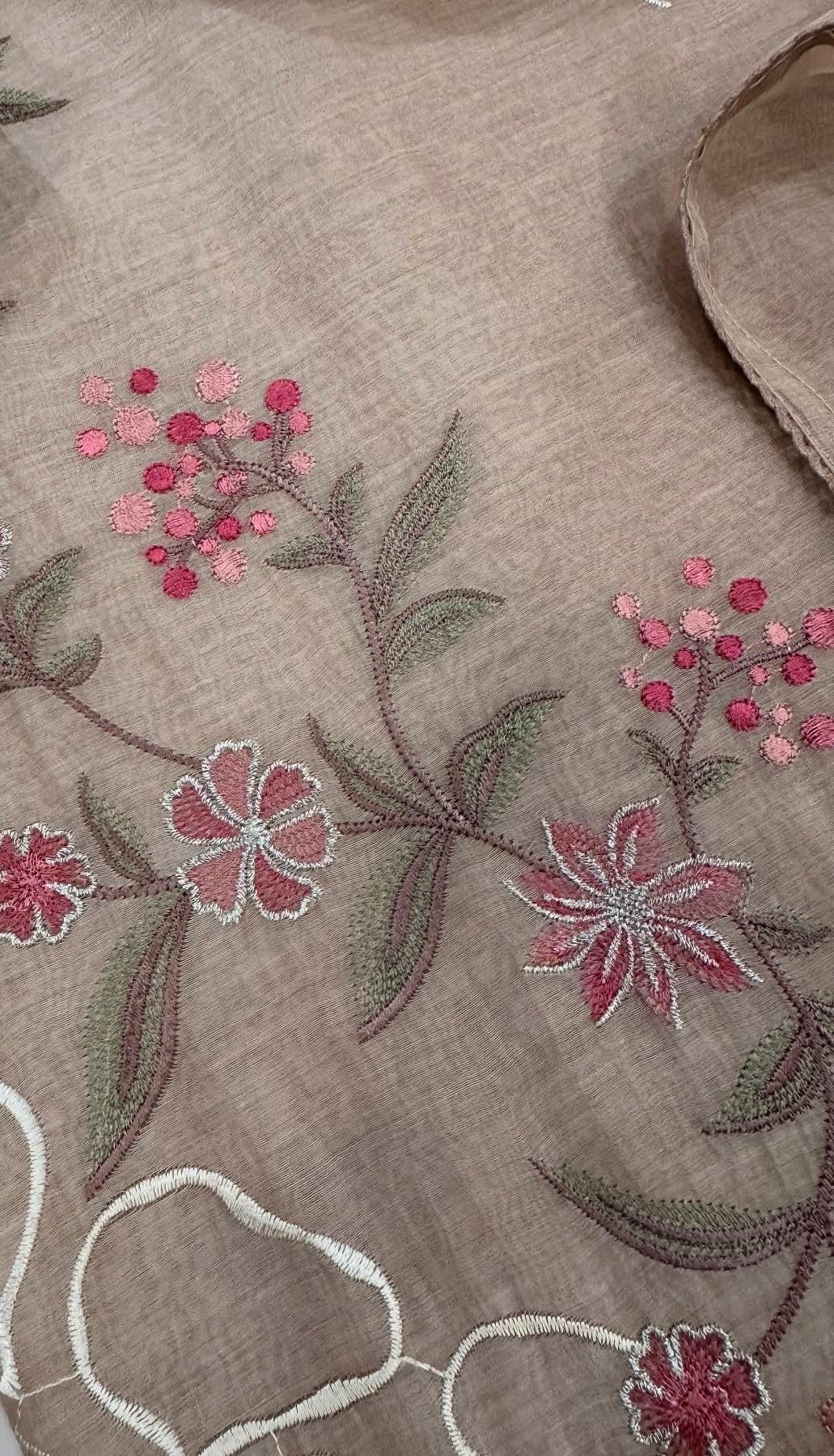ATHARVA HERITAGE PURE MUL CHANDERI SILK  PARSI GARA SUIT MCH0013P Dusty Peach