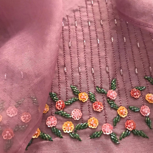 Atharva Heritage Dusty pink elegance in pure Chanderi silk, silk organza & crepe — hand-embroidered to perfection CHK006