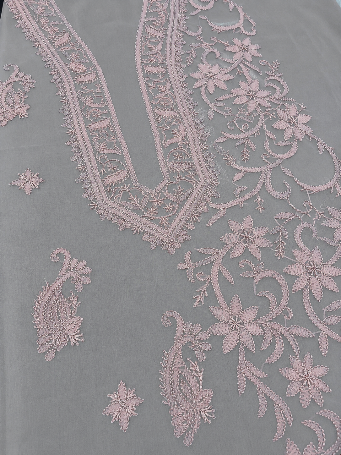 Atharva Heritage Sheer Luxury “Handcrafted 2-Taar Shadow Lucknowi Embroidered Suit – Pure Silk Organza | Limited Edition AH-1813-3198