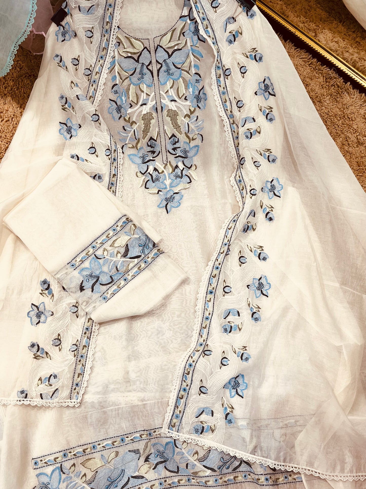Atharva Atharva Heritage Water Thread Embroidered Pure Mul Chanderi MC70011W