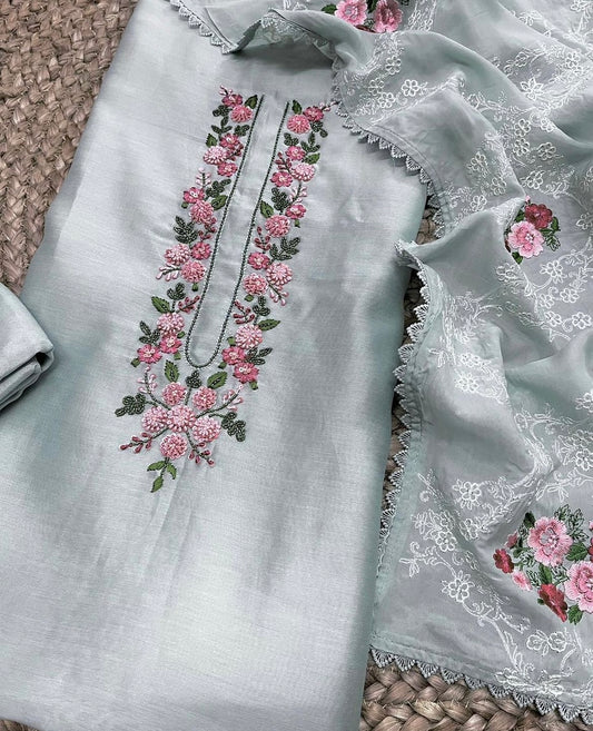 PURE CHANDERI SILK AND ORGANZA EDITS CHO009