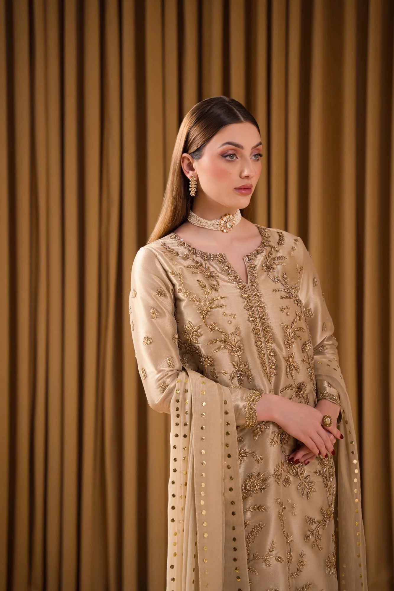 Atharva Heritage ✨ Exquisite Hand Embroidered Pakistani Suit in Pure Hanuman 80 Grams Tissue Silk – A Masterpiece of Luxury & Craftsmanship HTSMK543
