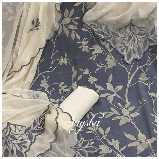 ATHARVA HERITAGE PURE MUL CHANDERI Thread PARSI GARA SUIT MCH0073