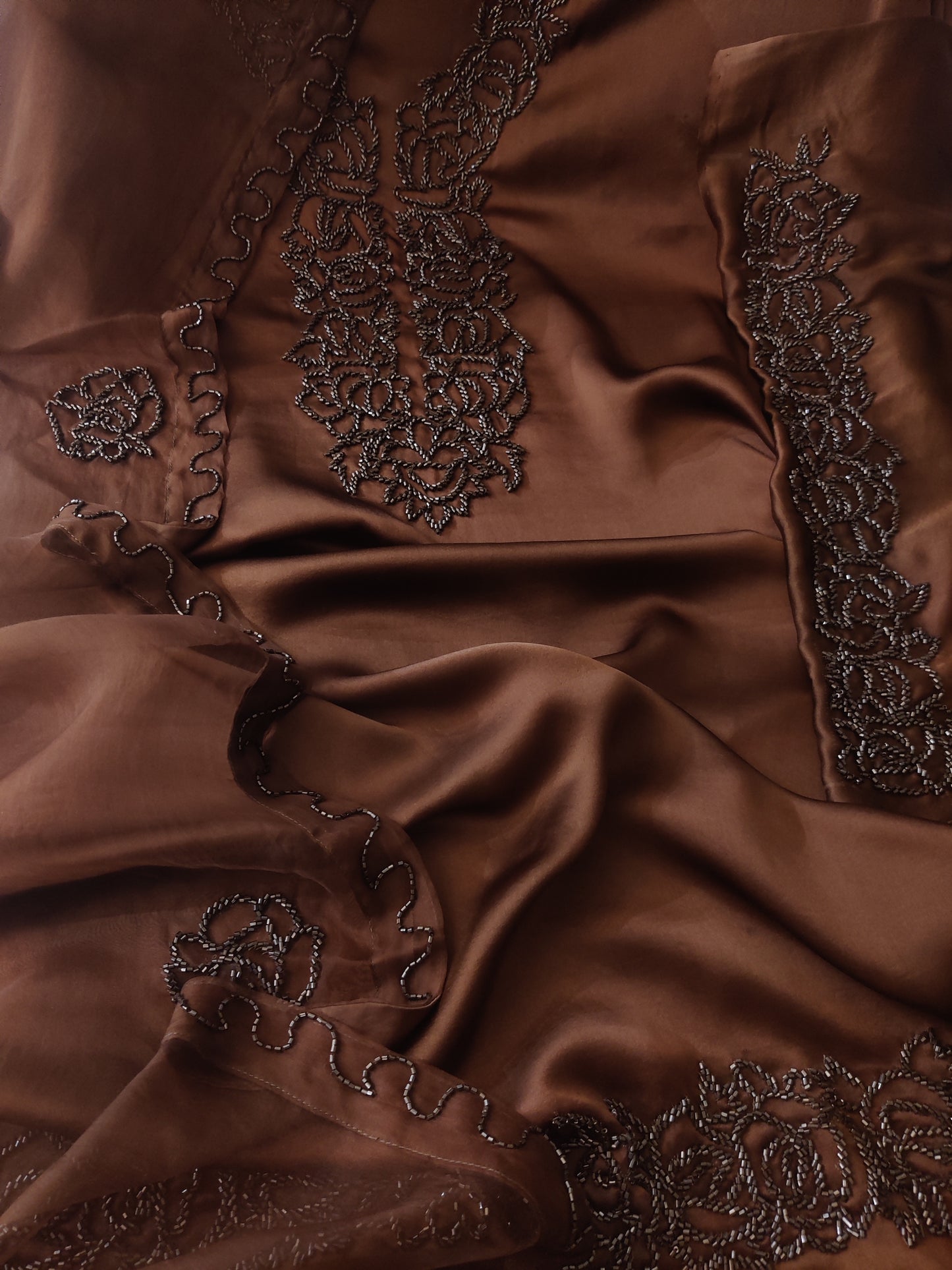 Atharva Luxe – Pure Silk Luxury Kurta Set with Handcrafted Ghera Sleeves & Organza Dupatta PSH0068B