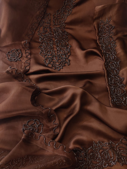 Atharva Luxe – Pure Silk Luxury Kurta Set with Handcrafted Ghera Sleeves & Organza Dupatta PSH0068B