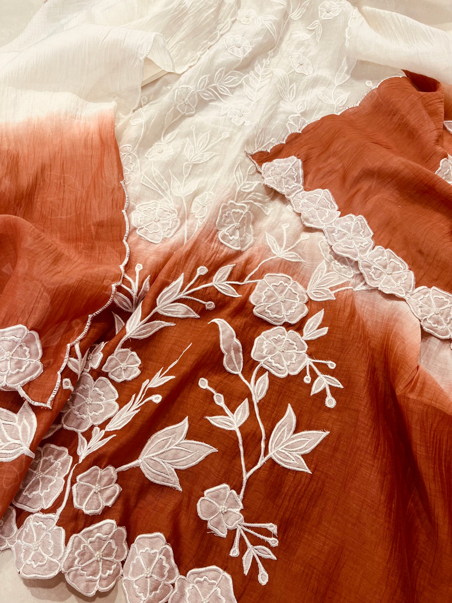 ATHARVA Hand Applique /Cutwork  Embroidery Salwar Kameez/pure Chanderi Silk Shirt & Dupatta/Santoon Bottom/Custom Stitch Unstitch/Plazo/Pant/ CUT8068 Ivory And Water Gold
