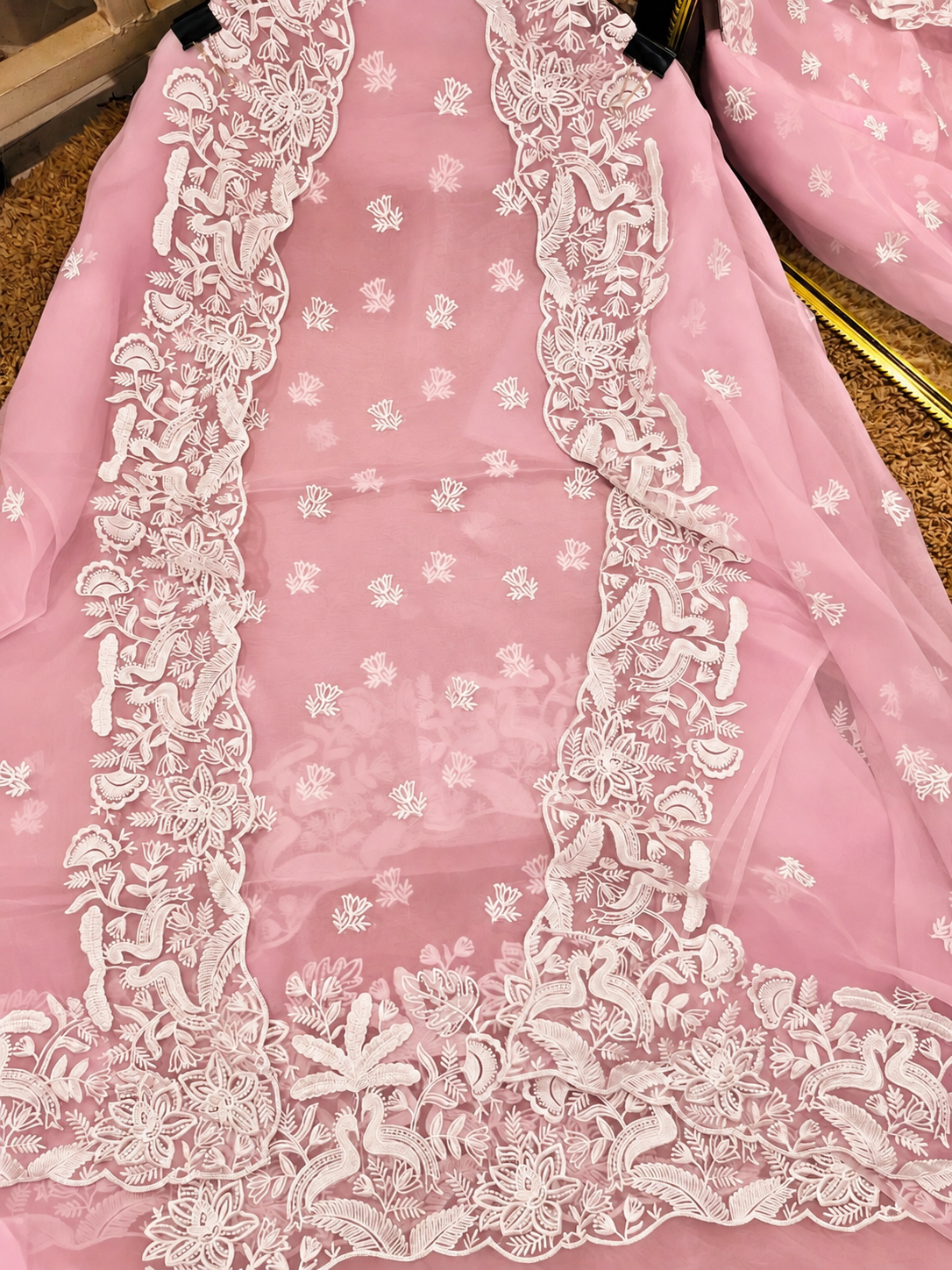 Atharva Heritage SHEER LUXURY Pure Silk Organza French Thread Embroidered Suit SOFTHP561