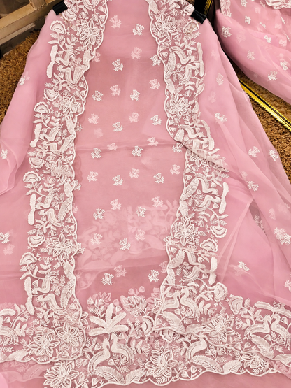 Atharva Heritage SHEER LUXURY Pure Silk Organza French Thread Embroidered Suit SOFTHP561