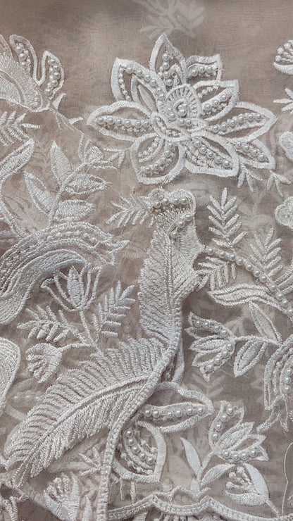 Atharva Heritage SHEER LUXURY Pure Silk Organza French Thread Embroidery with Pearl Hand Embroidered Highlight SUIT SOFTHP561