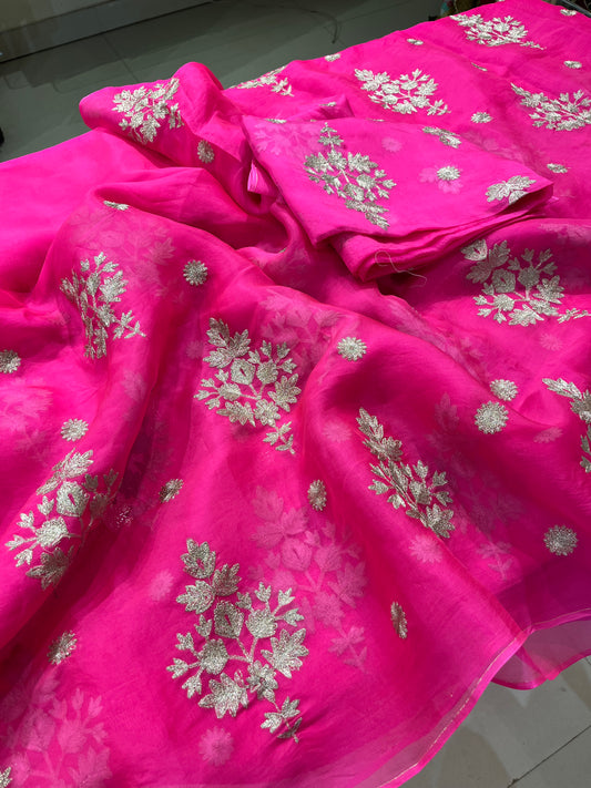 Atharva Heritage "Kashmiri Aari Zari Fantasy: Pure Silk Organza Luxury Saree S007