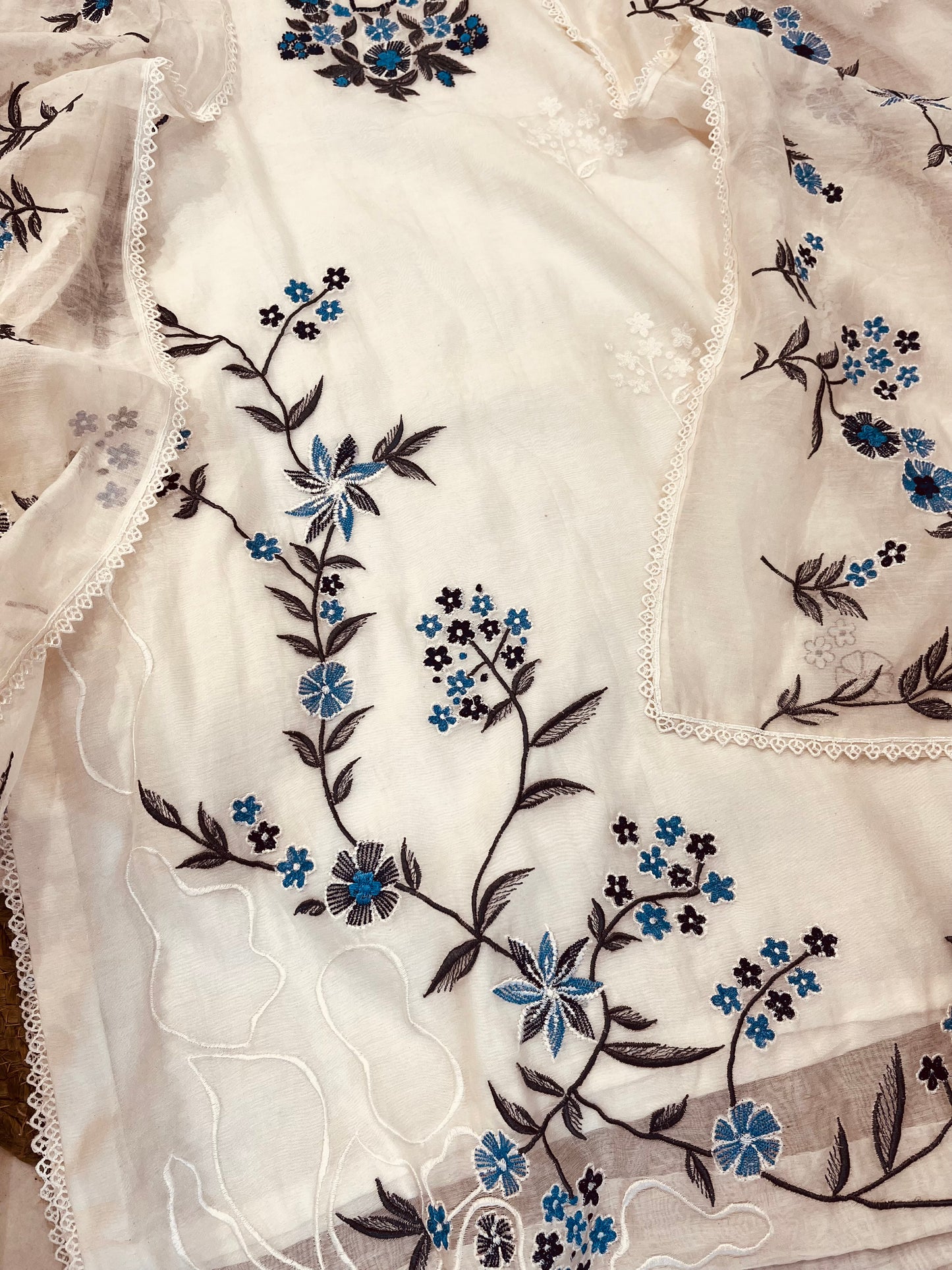 ATHARVA HERITAGE PURE MUL CHANDERI SILK  PARSI GARA SUIT MCH0013-12