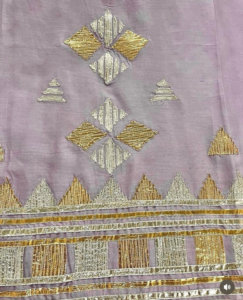 Atharva Hand Gota Embroidered mul Chanderi Hand woven  edits MC7001 Lavender