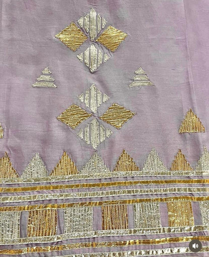 Atharva Hand Gota Embroidered mul Chanderi Hand woven  edits MC7001 Lavender