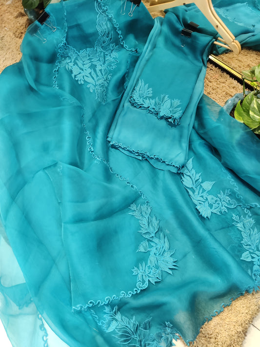 LATHARVA HERITAGE Sheer Luxury Pakistani Appliqué Suit PL002 Powder