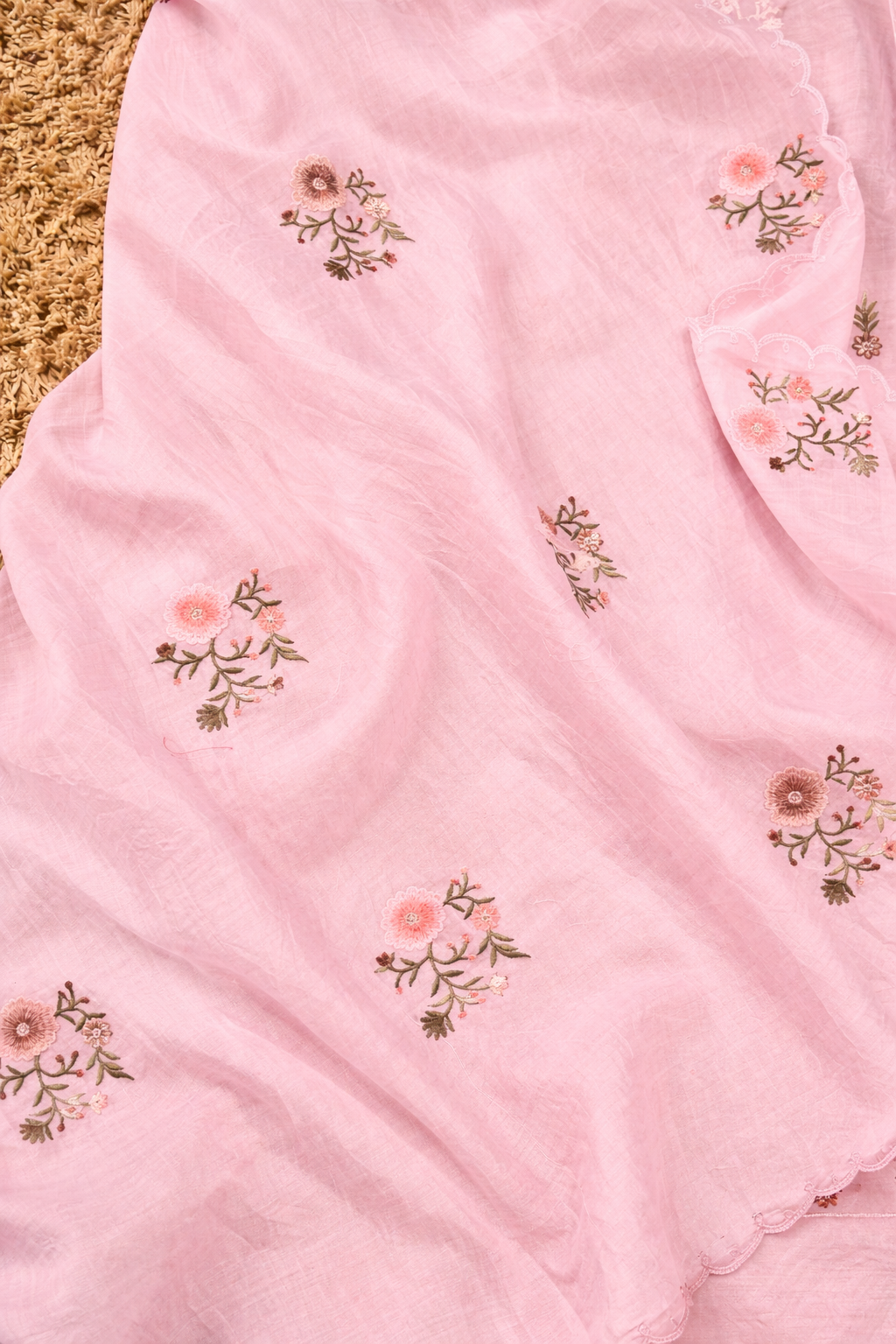 Atharva Heritage PURE MUL CHANDER   PARSI GARA SUIT CH5426B Powder pink