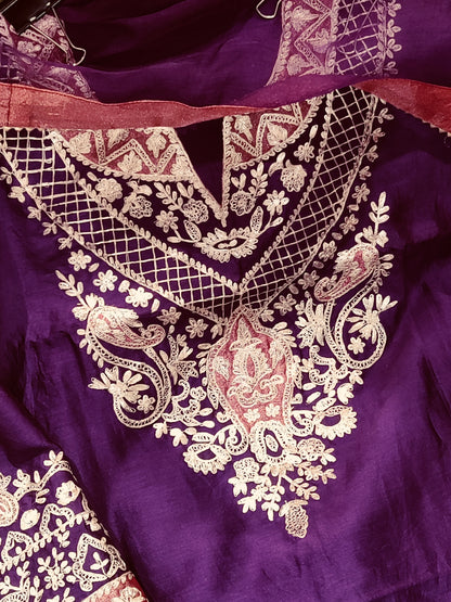 Atharva Heritage Pure Chanderi silk   80 Grams Pita Embroidered PRP0011