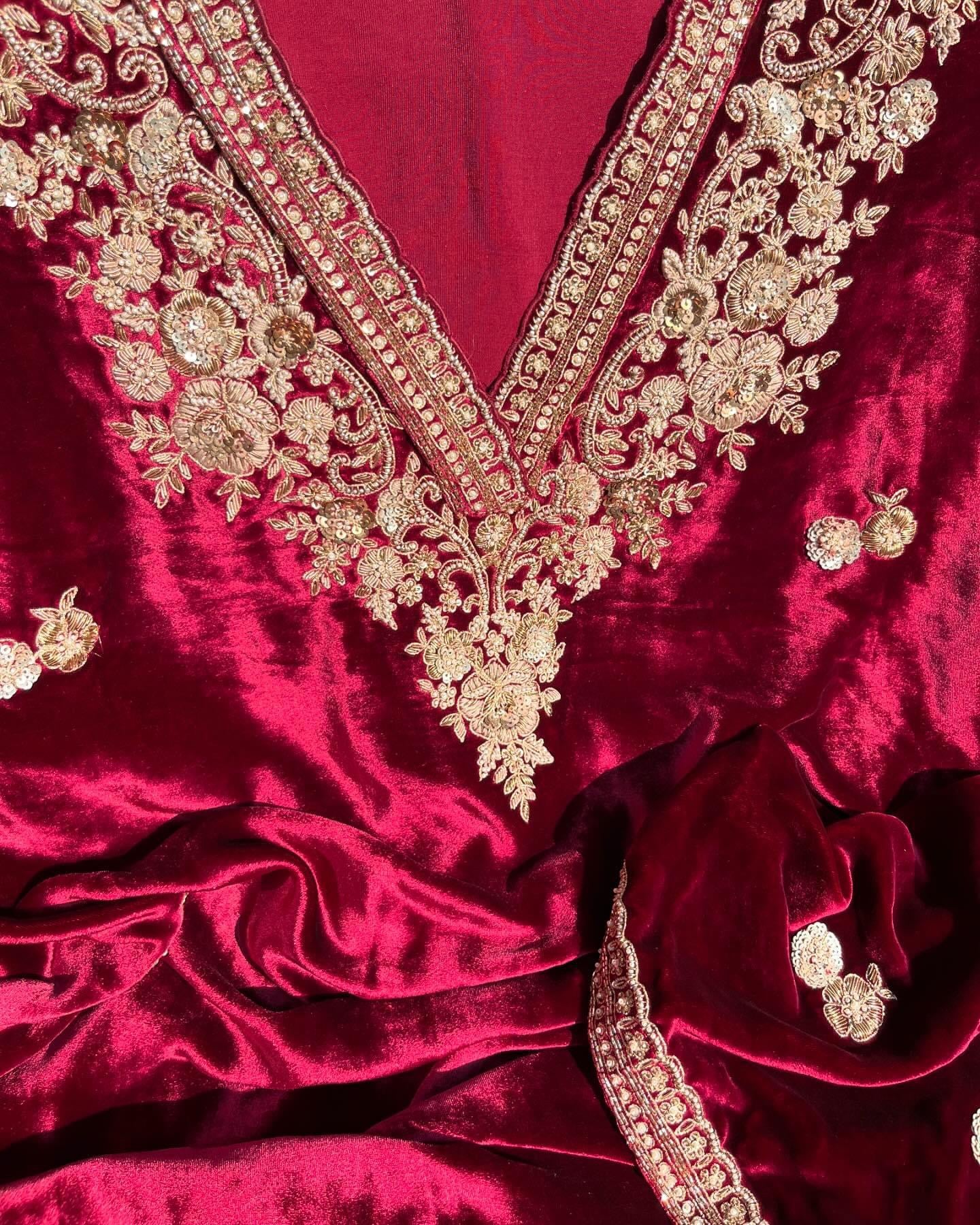 Atharva Heritage ✨मखमल– Pure Silk Velvet Unstitched Ensemble with Intricate Hand Sardozi MSVZ876