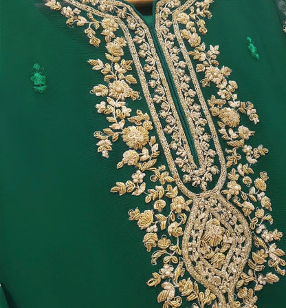 Pure Chiffon 80 Grams Ready to Wear Pakistani Suit CHI0015 Emerald Green