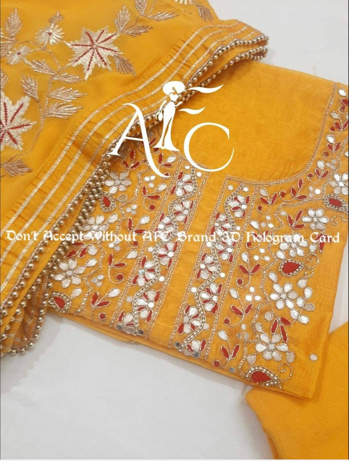 ATHARVA Hand Embroidery Salwar Kameez/Yellow Chanderi Silk/Gota cheapest Patti Chiffon Dupatta/Custom Stitch Unstitch/Churridar/Anarkali/CH1700