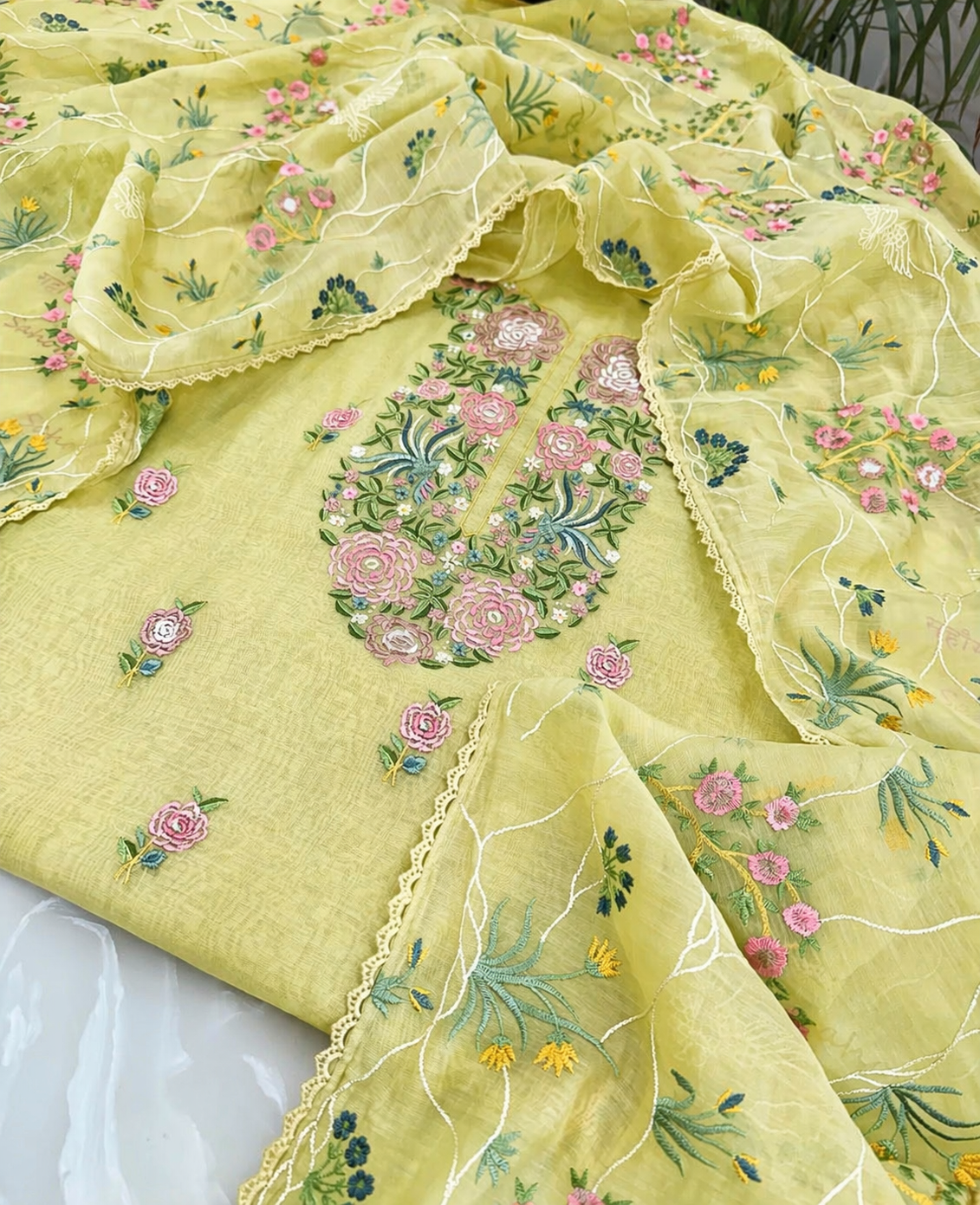 ATHARVA HERITAGE PURE MUL CHANDERI PARSI GARA SUIT MCH0072P