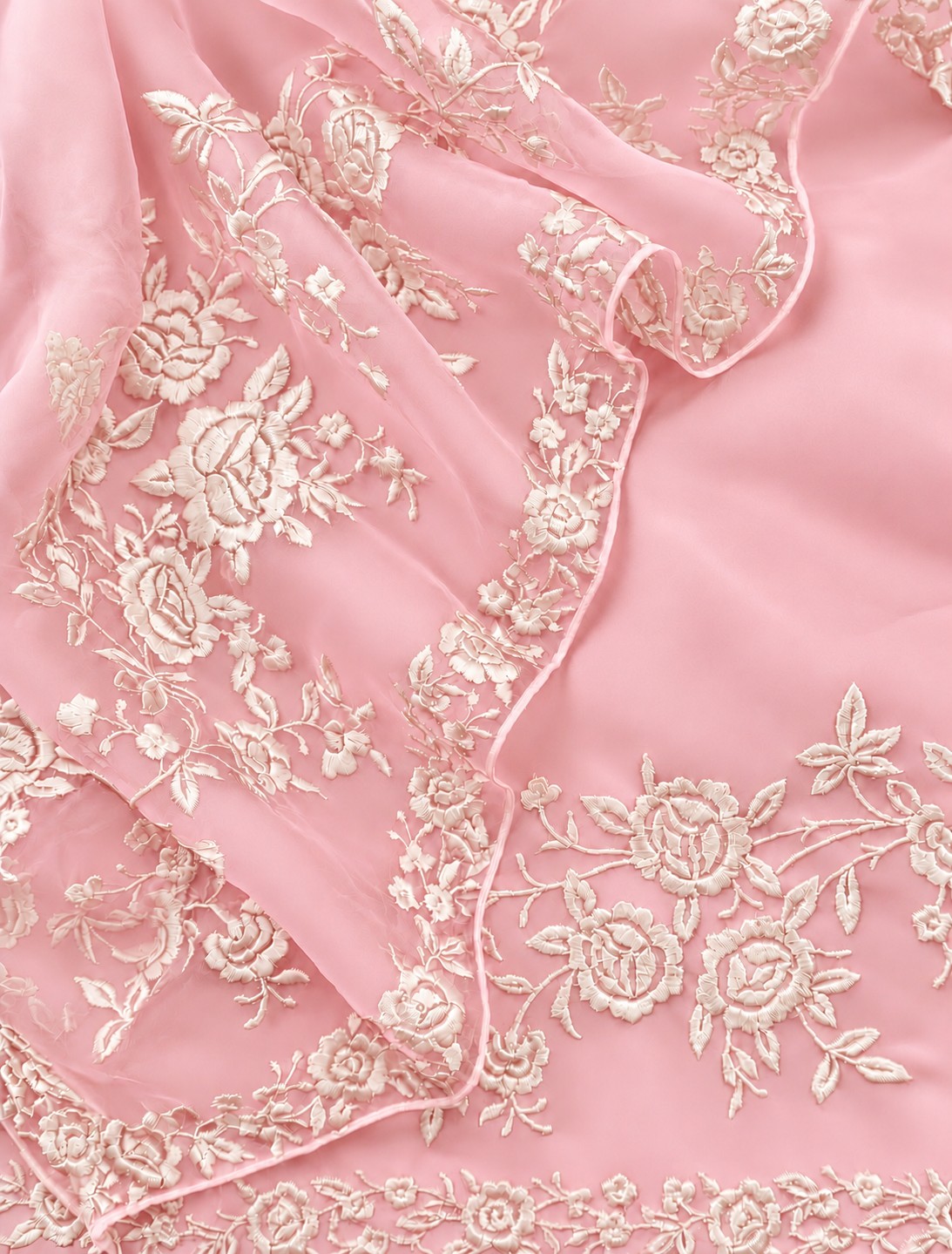 Atharva Heritage Pure Silk Organza Parsi Thread Monochrome Embroidery Front And Back  Suit SOP543