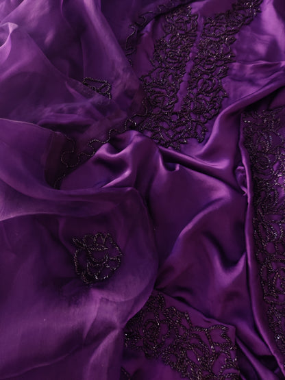 Atharva Luxe – Pure Silk Luxury Kurta Set with Handcrafted Ghera Sleeves & Organza Dupatta PSH0068P