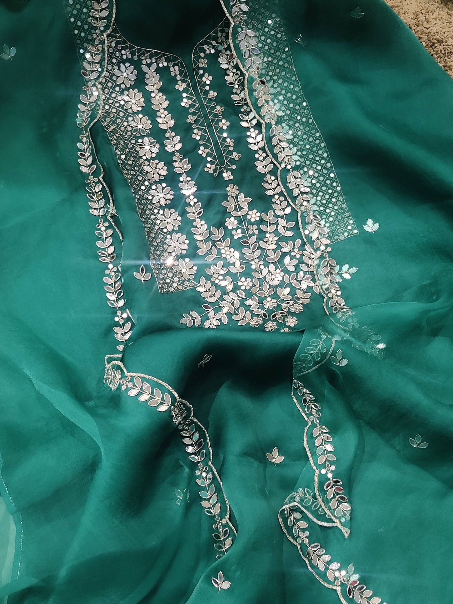 ATHARVA HERITAGE SHEER LUXURY HAND MIRROR EMBROIDERY SUIT SHEER0027G