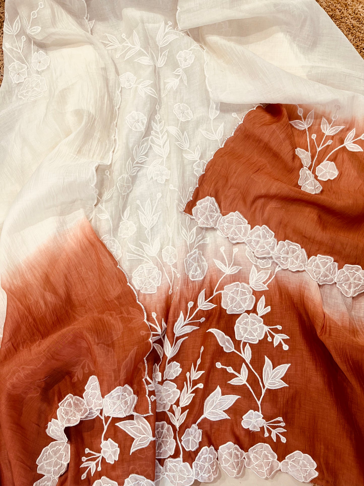ATHARVA Hand Applique /Cutwork  Embroidery Salwar Kameez/pure Chanderi Silk Shirt & Dupatta/Santoon Bottom/Custom Stitch Unstitch/Plazo/Pant/ CUT8068 Ivory And Water Gold