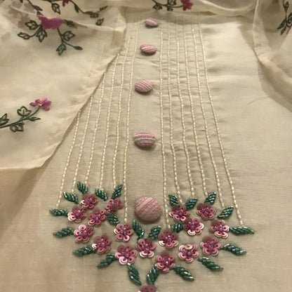Atharva Heritage PURE CHANDERI SILK 70 Grams Kurta AND Pure Silk ORGANZA Dupatta EDITS CHO0016