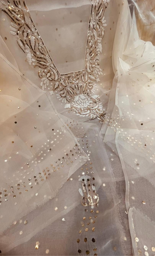 ATHARVA HERITAGE Sheer Luxury DYEABLE  /Premium Lucknowi UnStitched Collection Sheer00087 DYEABLE