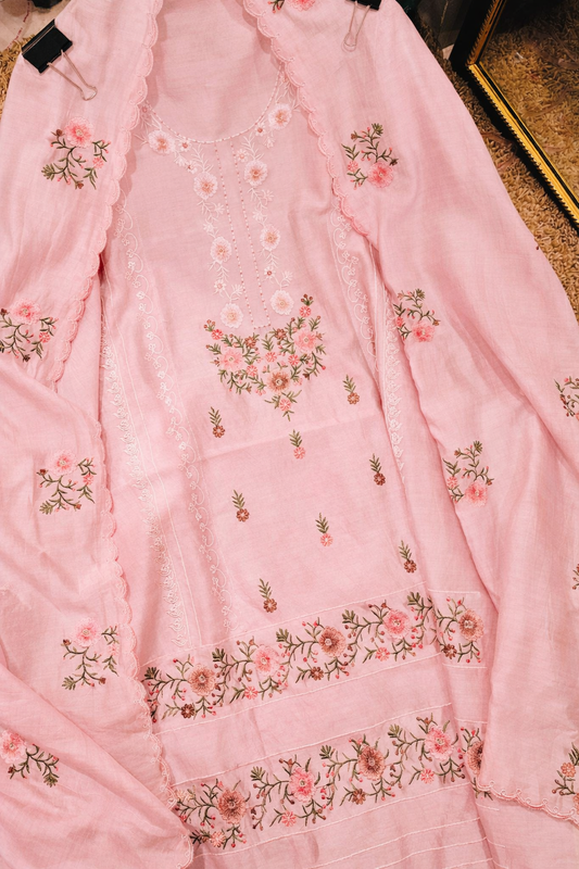 Atharva Heritage PURE MUL CHANDER   PARSI GARA SUIT CH5426B Powder pink