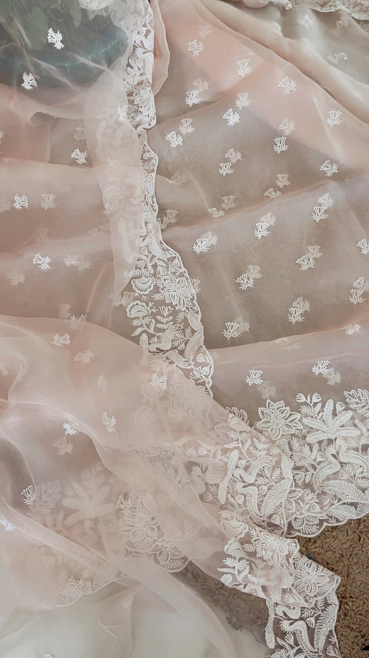 Atharva Heritage SHEER LUXURY Pure Silk Organza French Thread Embroidery with Pearl Hand Embroidered Highlight SUIT SOFTHP561