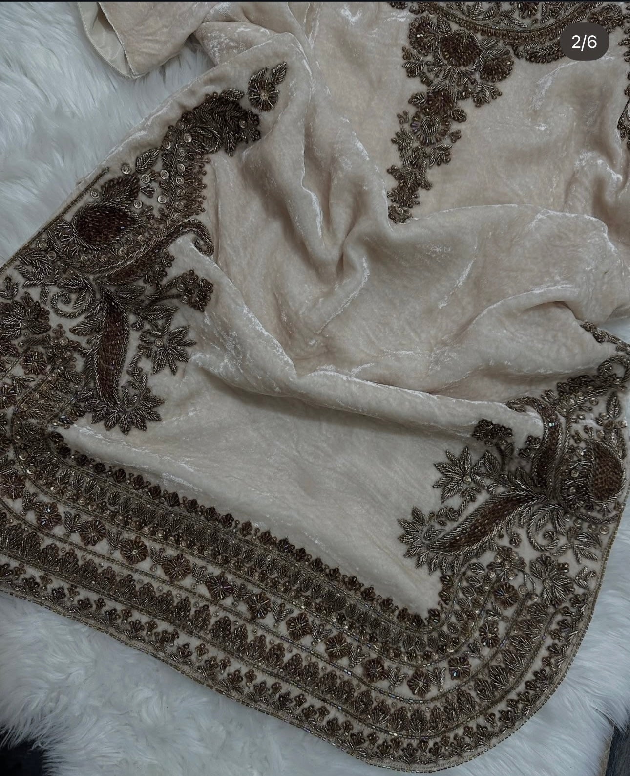 Atharva Heritage ✨ – Pure Silk Velvet Zardozi Ensemble Top And Bottom /Custom Stitch Upto 9XL, Unstitched ✨ PTSTHZ569