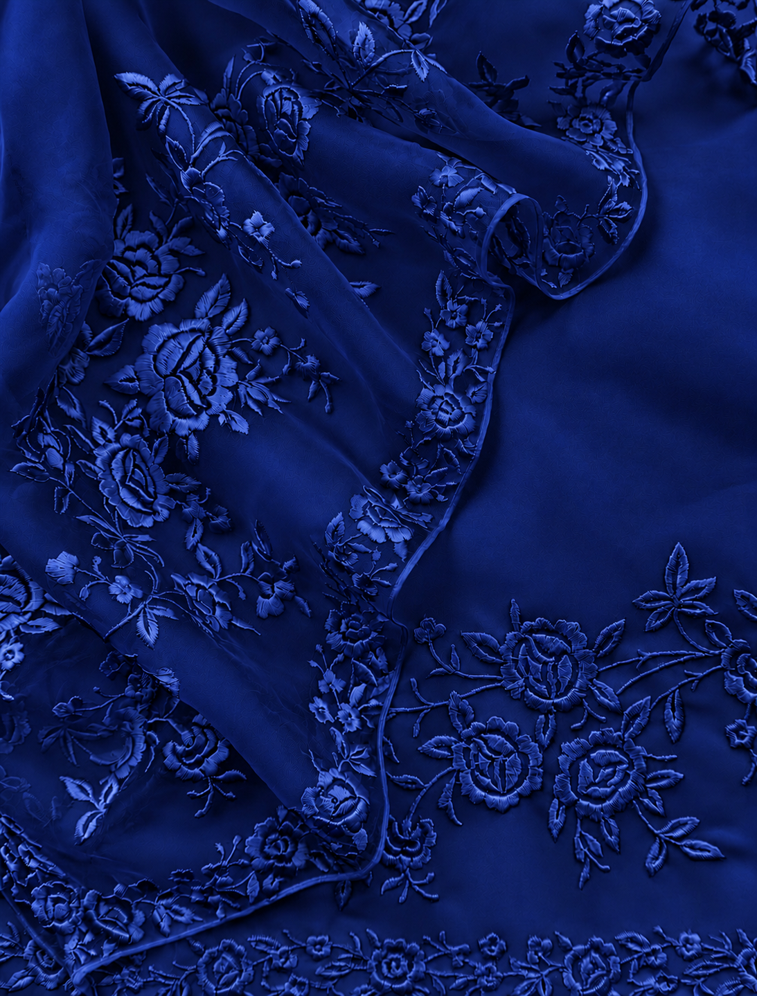 Atharva Heritage Pure Silk Organza Parsi Thread Monochrome Embroidery Front And Back  Suit SOP543