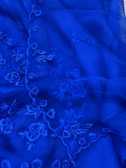 Atharva Heritage Enchanting Elegance: Pure Satin Silk Organza 80 Grams  Pakistani Suits Adorned Monochrome Embroidery AH1813673