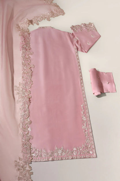 "Enchanting Elegance: Pure Silk Pakistani Suits Adorned with Exquisite Parsi Embroidery MS003 Powder Pink